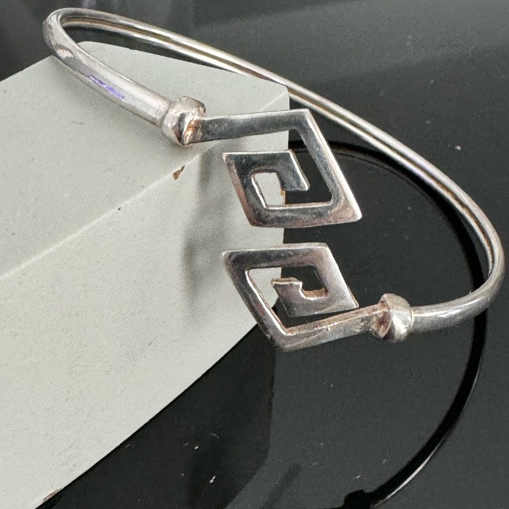 Vintage Bracelet 925 Silver Open Front Bangle  Modernist